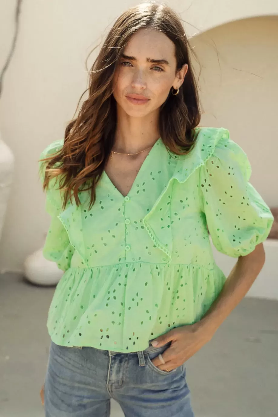 Store Adina Eyelet Lace Top - FINAL SALE BLOUSES | BLOUSES