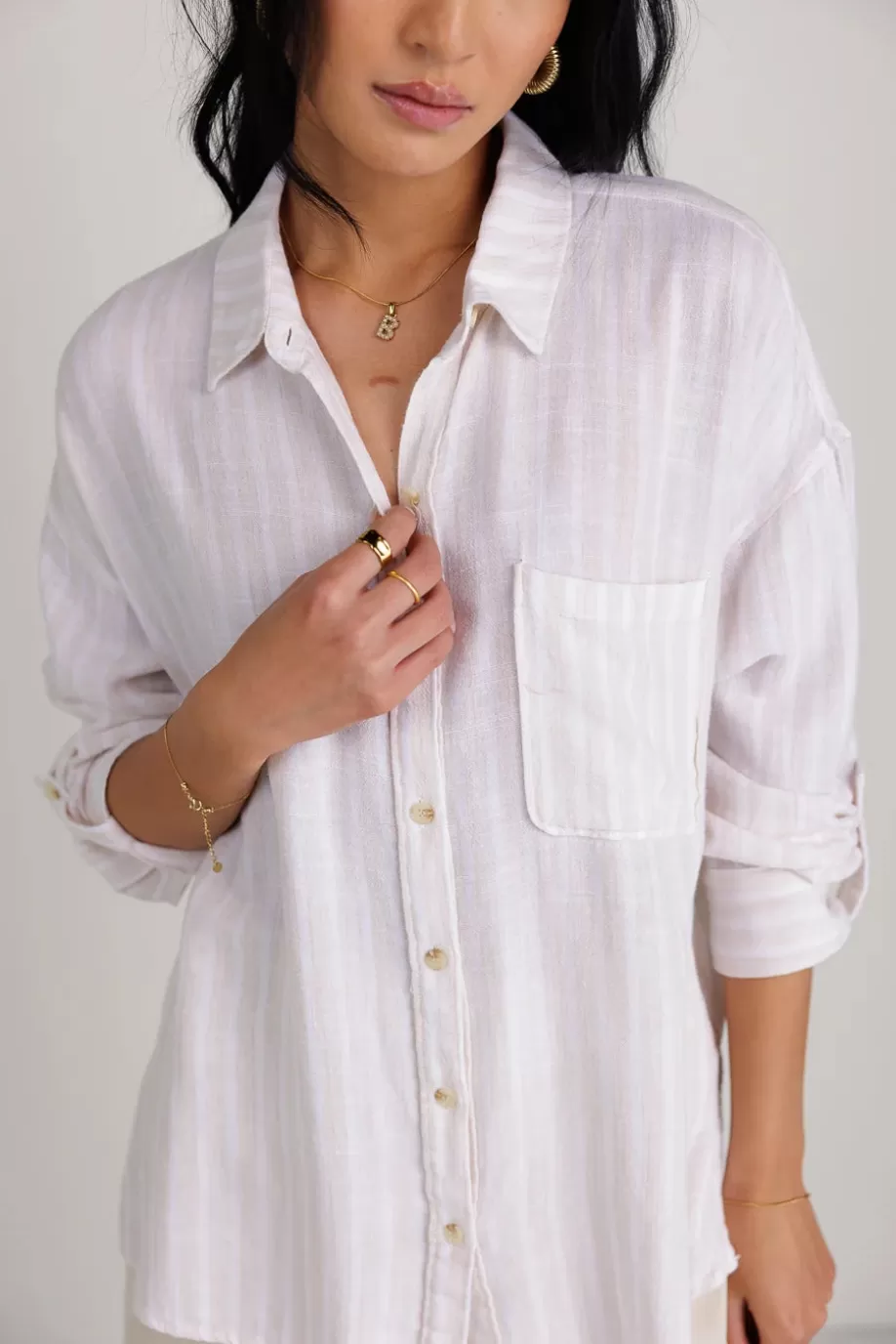 Cheap Aiyanna Striped Button Up in BUTTON DOWN | BLOUSES