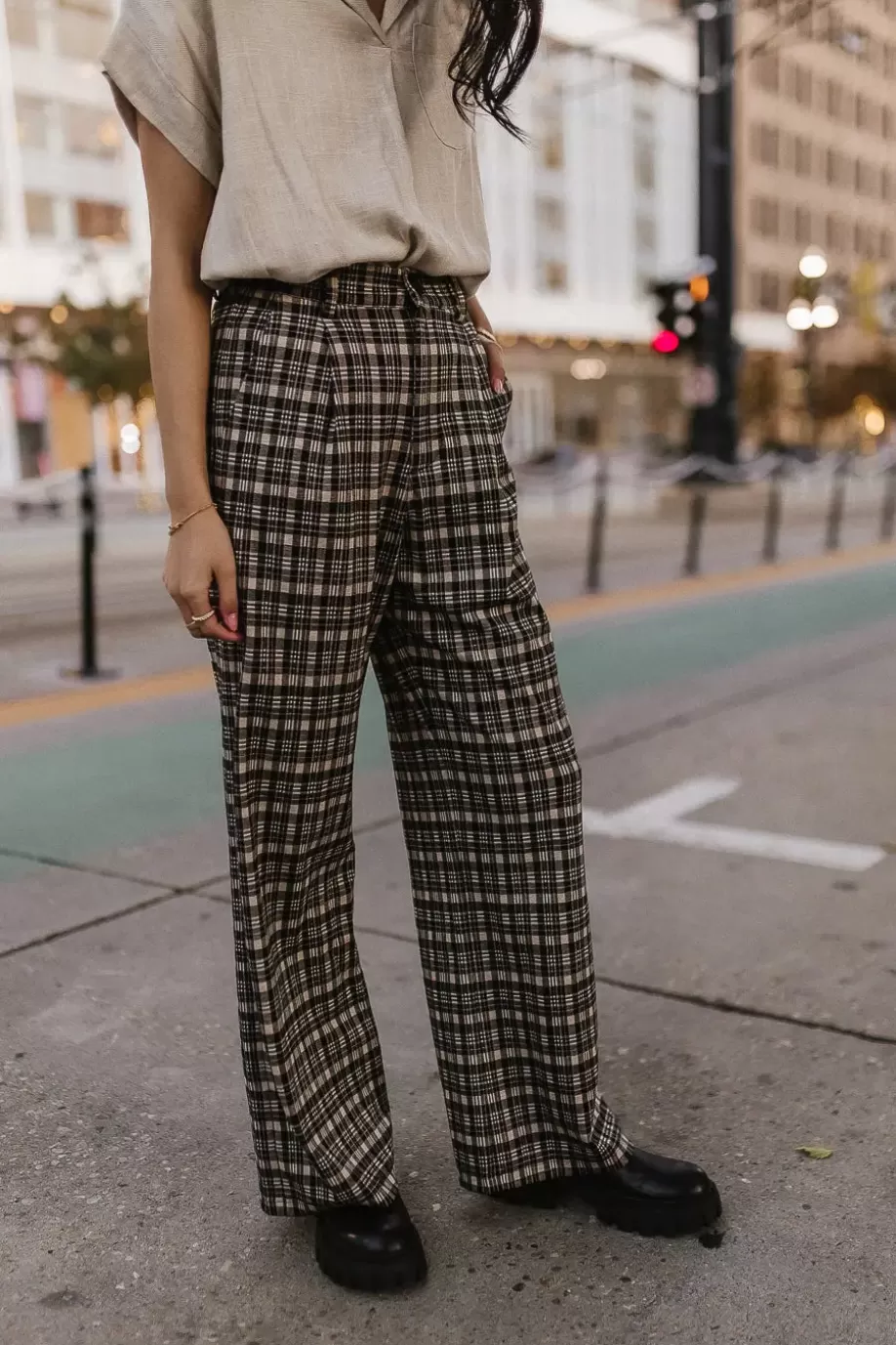 Fashion Allie Plaid Pants | High Rise Work Pants PANTS