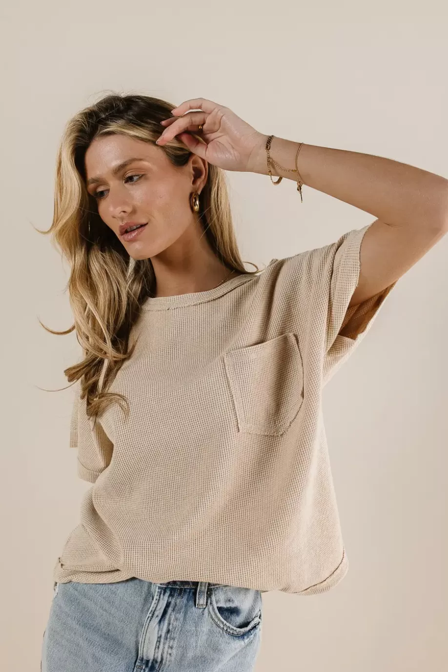 Cheap Ariella Waffle Knit Top in TEES & TANKS | TEES & TANKS