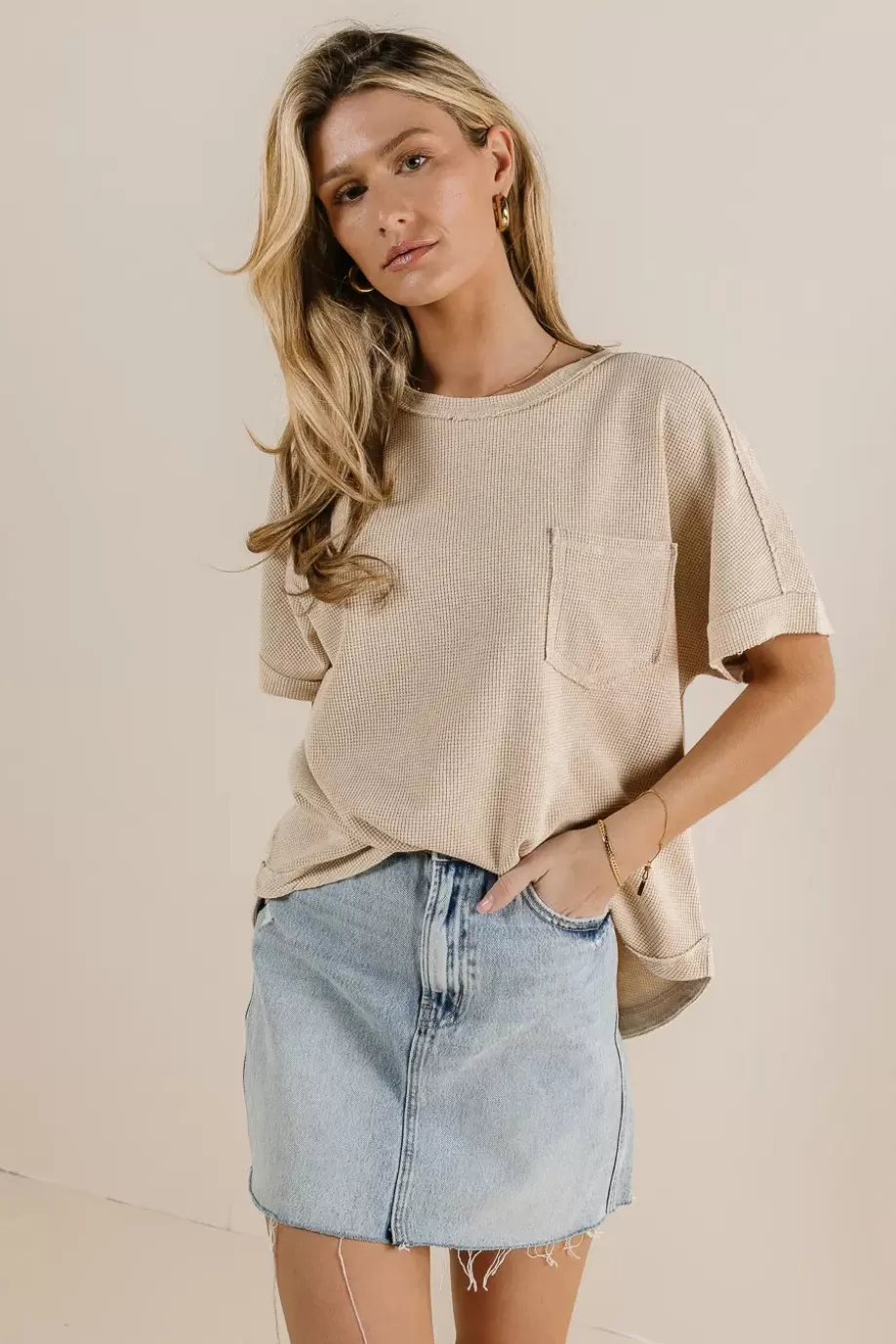 Cheap Ariella Waffle Knit Top in TEES & TANKS | TEES & TANKS