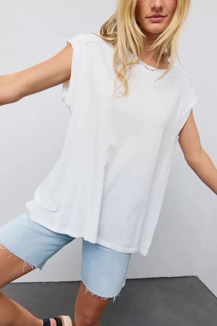 Clearance Aviana Muscle Tee in Off White TEES & TANKS | TEES & TANKS