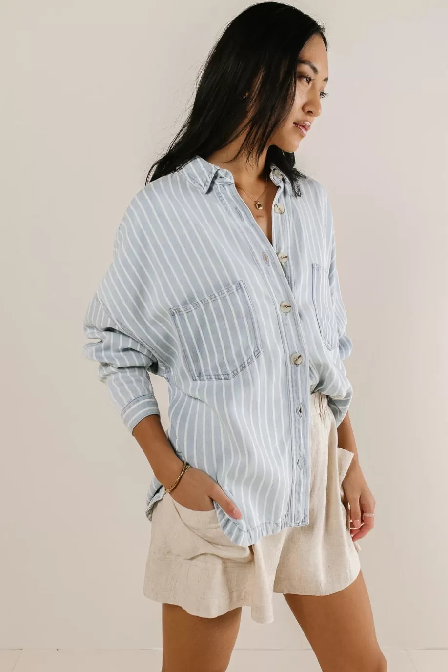 Store Brynn Striped Shacket BUTTON DOWN | BLOUSES