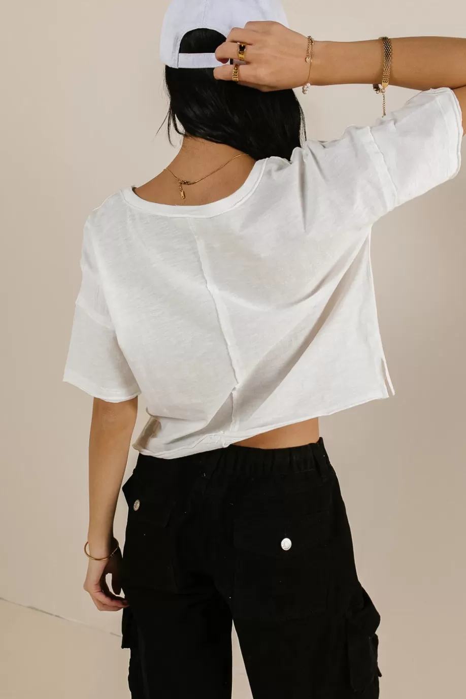 Hot Celine Cropped T-Shirt in Off White TEES & TANKS | TEES & TANKS