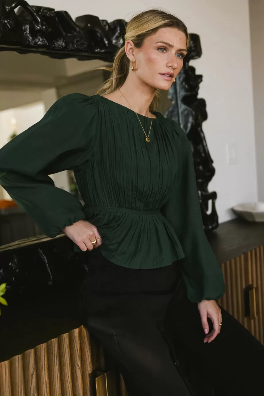 Sale Charlee Pleated Blouse in BLOUSES | BLOUSES