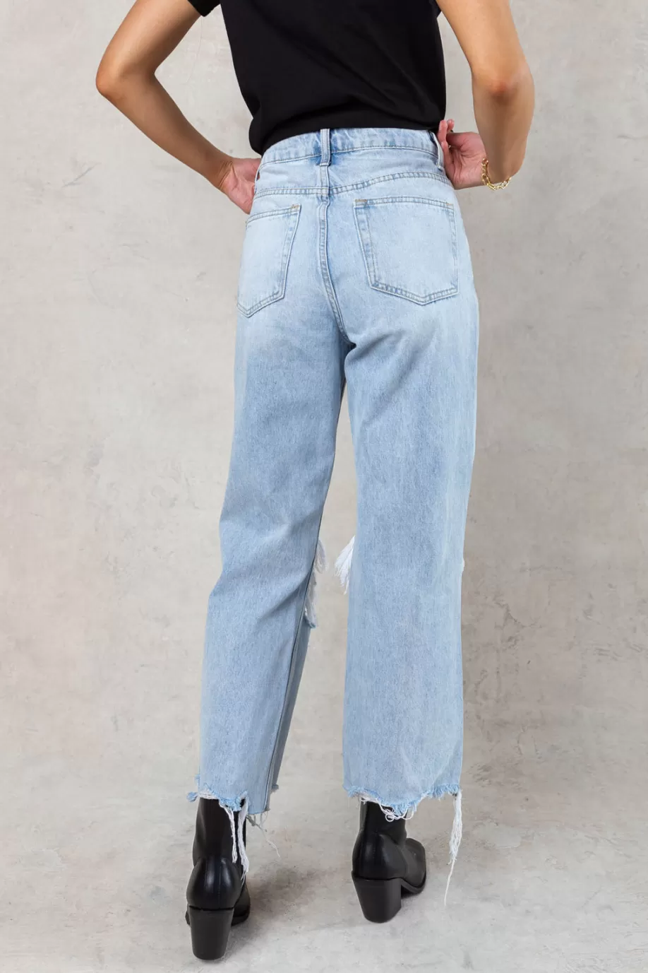 Cheap Charlie Distressed Jeans in Light Wash DENIM