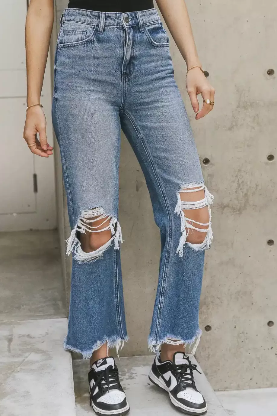 New Charlie Distressed Jeans in Medium Wash DENIM