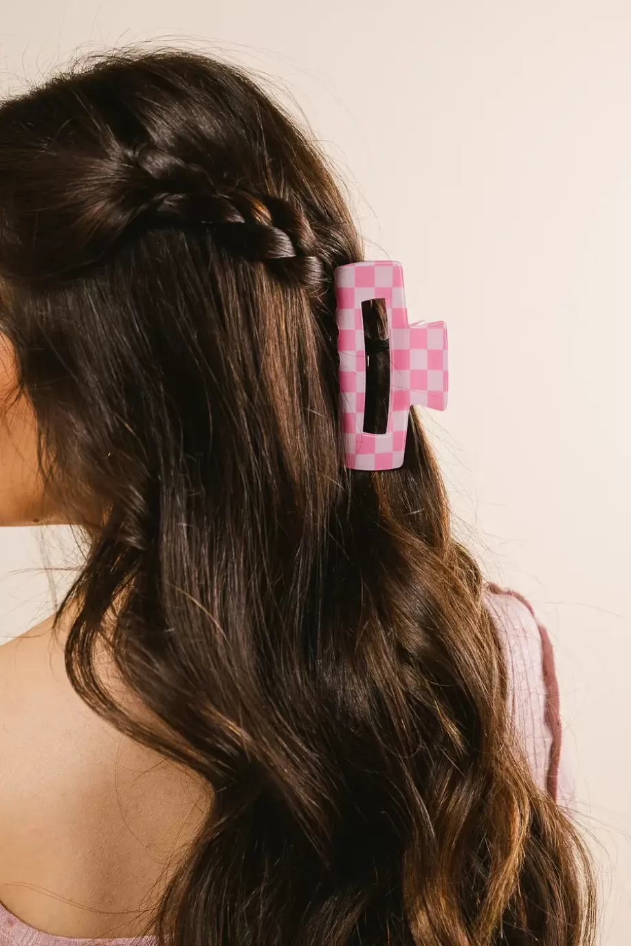 Cheap Checkered Rectangle Claw Clip in HAIR ACCESSORIES | HAIR ACCESSORIES