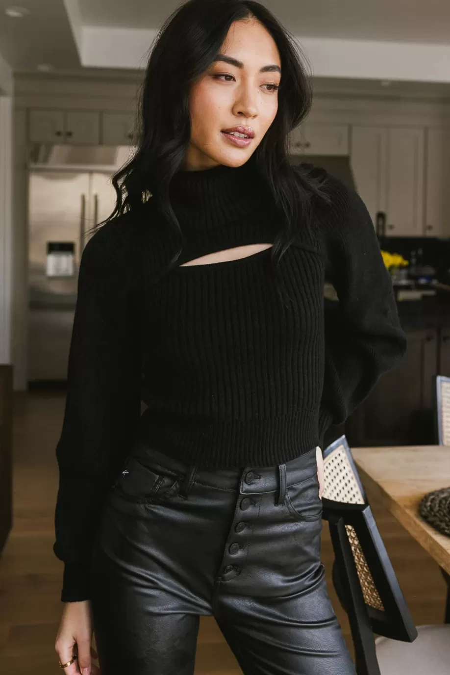 Best Sale Cut Out Turtleneck Sweater in CROPPED | SWEATERS