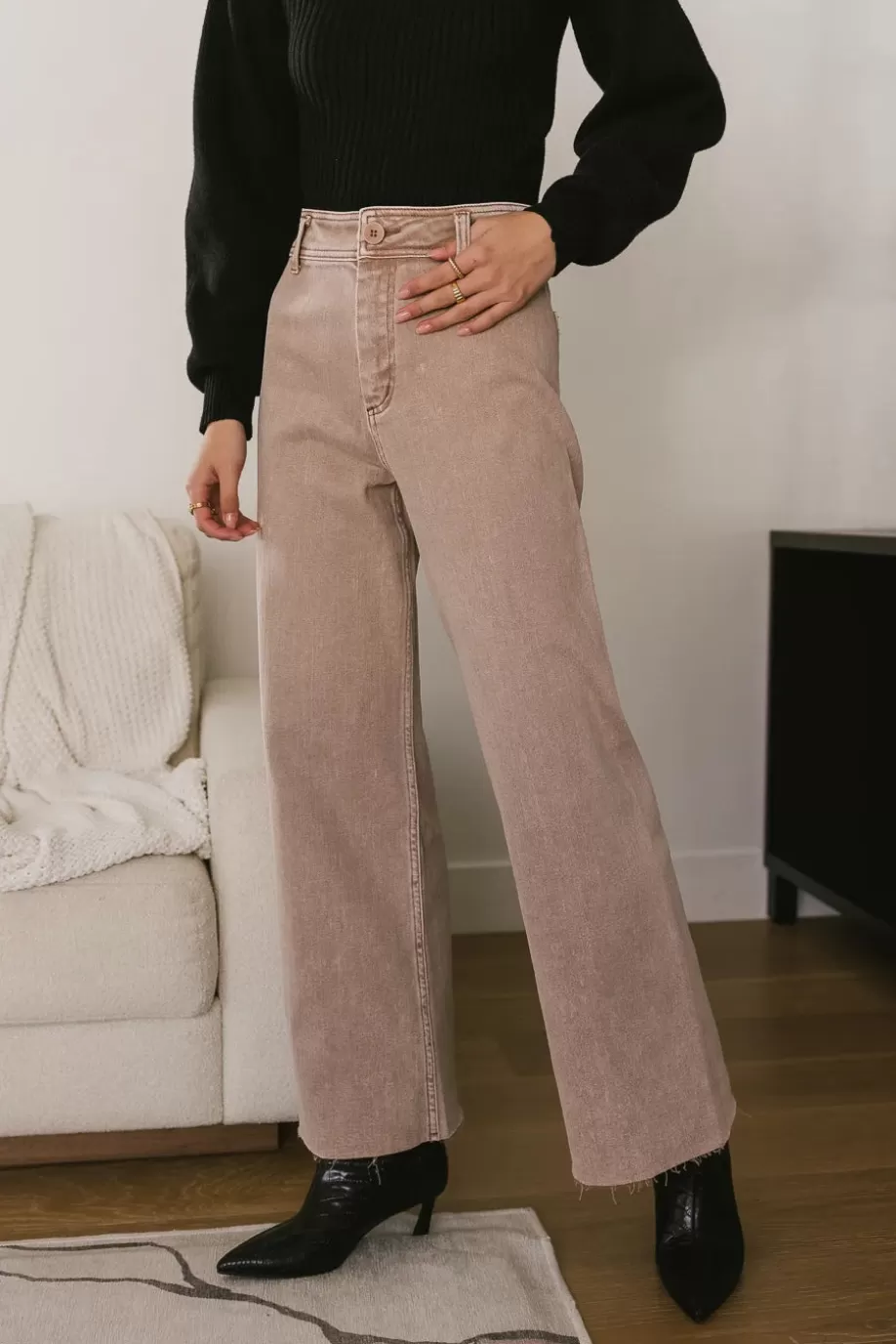 Shop Darian Wide Leg Jeans in Washed Mauve DENIM