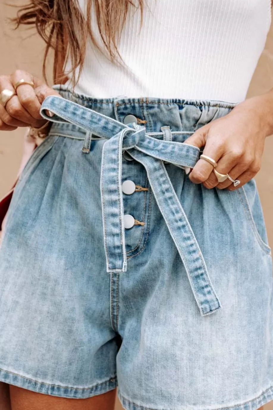 Store Dina Paper Bag Denim Shorts - FINAL SALE DENIM SHORTS