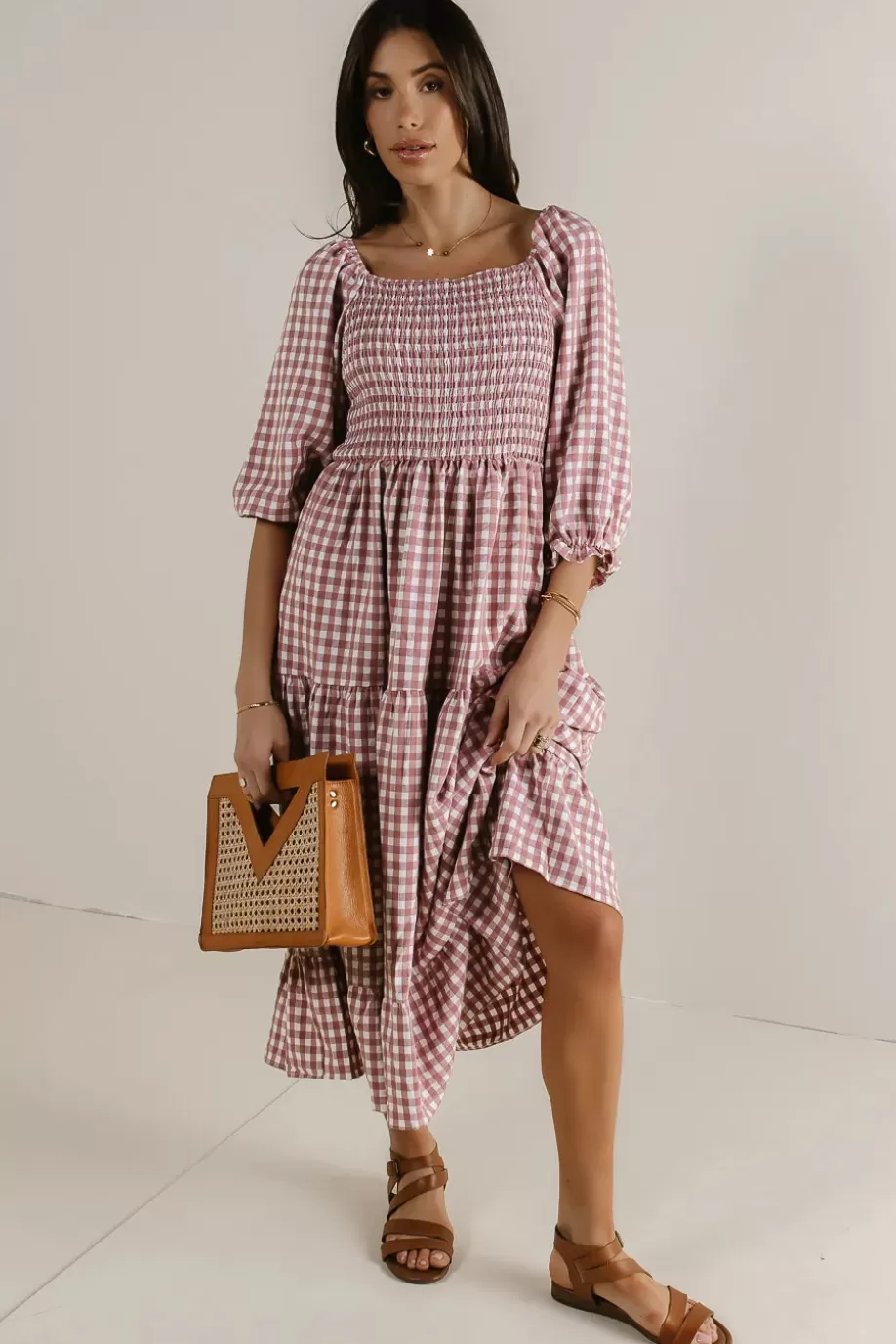 Cheap Elliot Gingham Dress in MIDI DRESSES | DRESSES