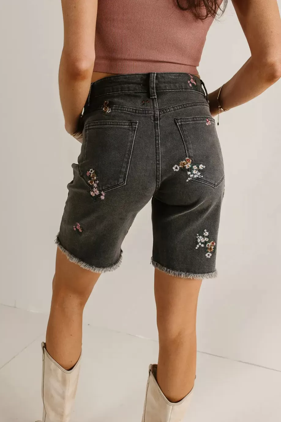 Discount Embroidered Denim Shorts DENIM BERMUDAS | DENIM SHORTS