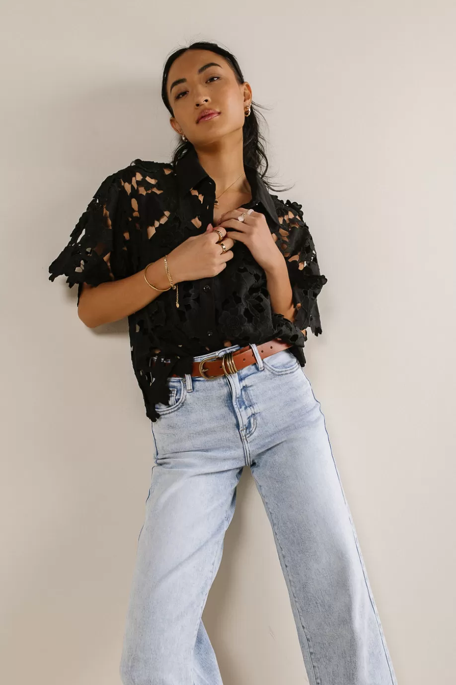 Store Floral Lace Button Up in BUTTON DOWN | TOPS