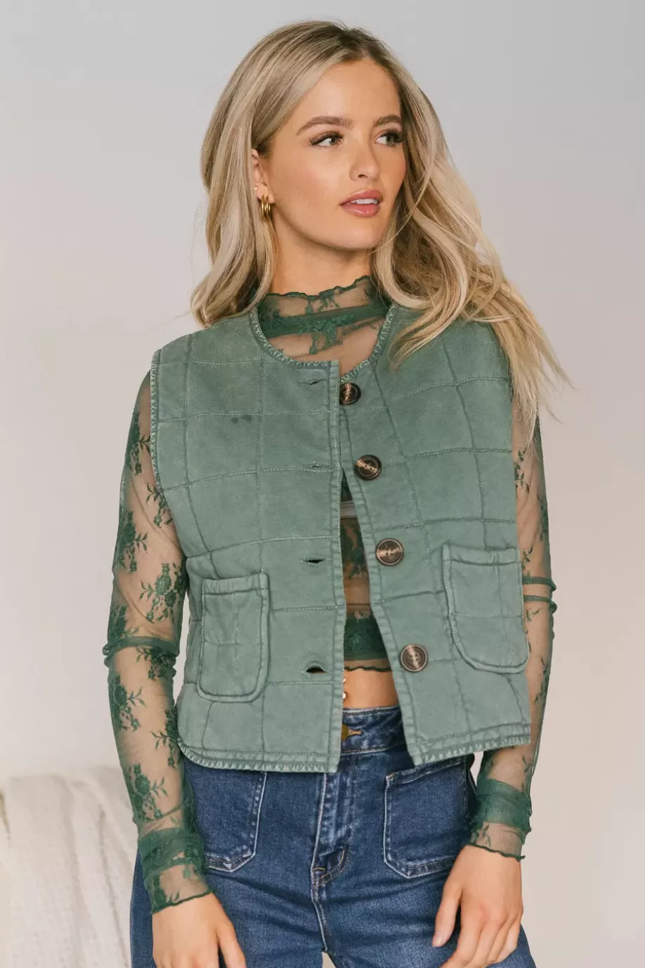 Cheap Gabby Quilted Vest in OUTERWEAR