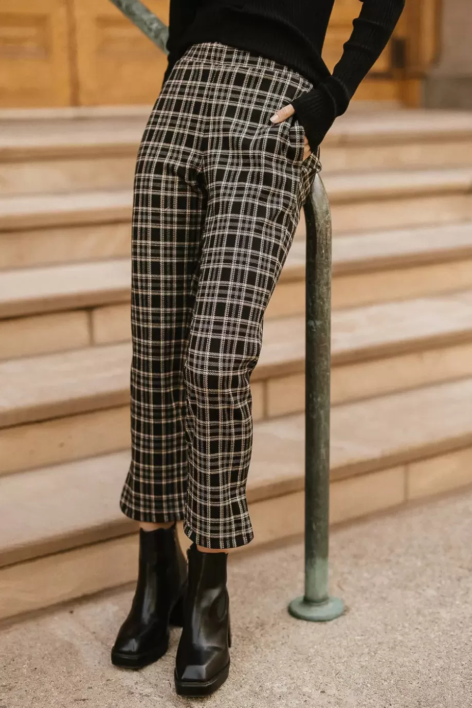 Clearance Georgie Plaid Pants | High Rise PANTS