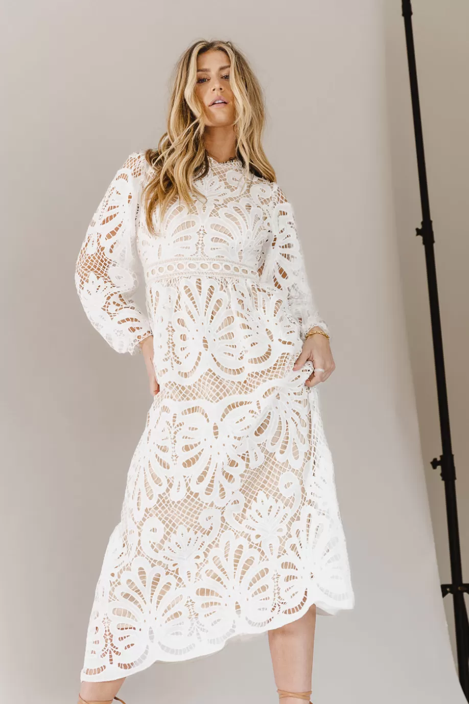 Best Sale Geraldene Lace Dress in White - FINAL SALE MIDI DRESSES | DRESSES