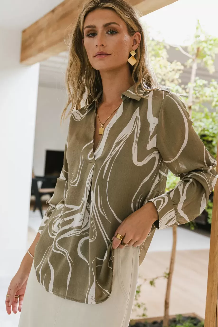 Store Gigi Abstract Blouse - FINAL SALE BLOUSES | BLOUSES