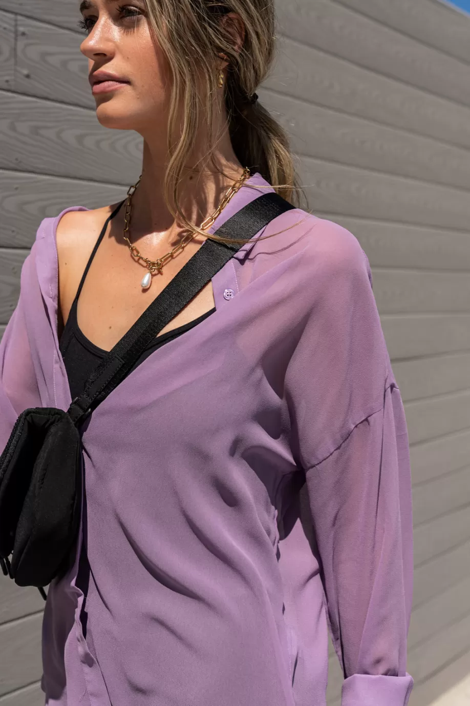 Cheap Ginny Sheer Button Up in - FINAL SALE BUTTON DOWN | BLOUSES