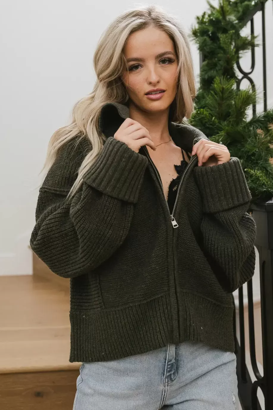 Cheap Hallie Zip Up Cardigan in SWEATERS | SWEATERS