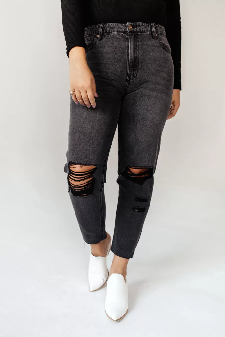 Sale Harold Distressed Mom Jeans - FINAL SALE DENIM