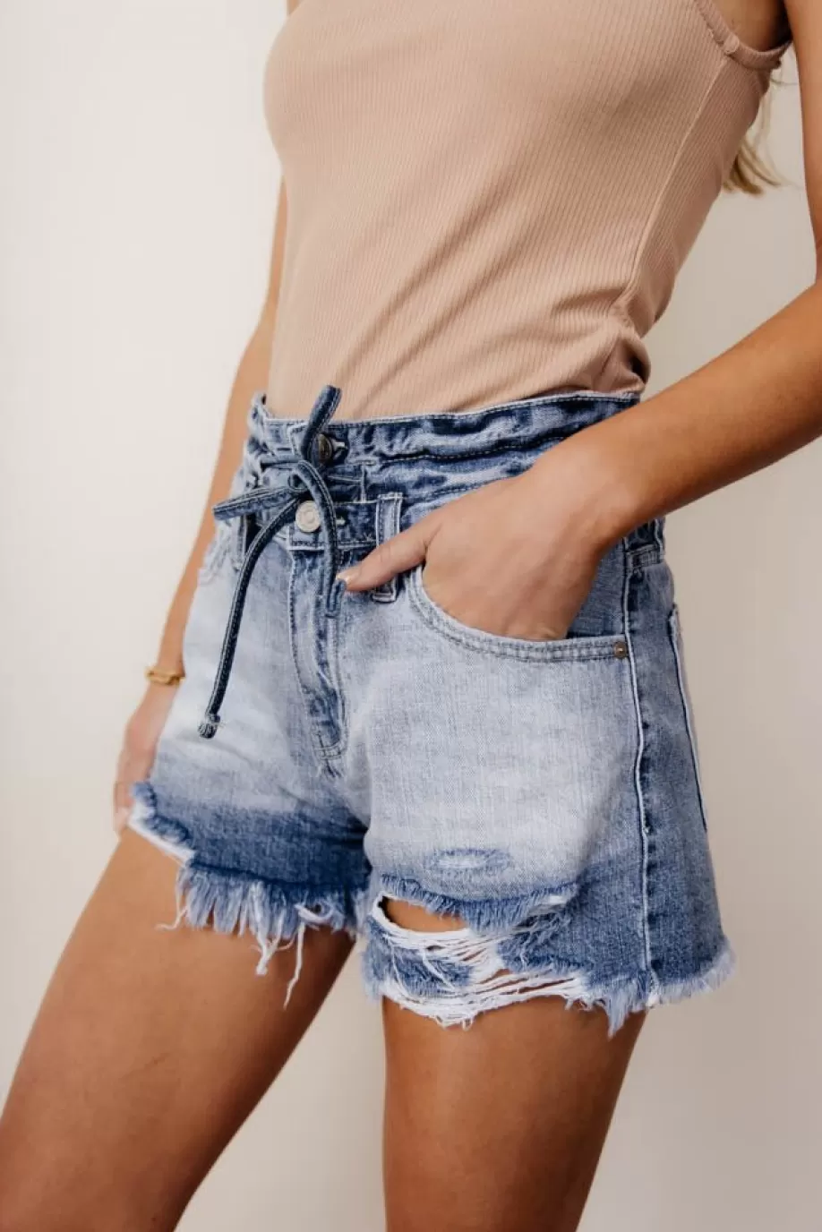 Cheap Kancan Distressed Denim Shorts - FINAL SALE DENIM SHORTS | SHORTS