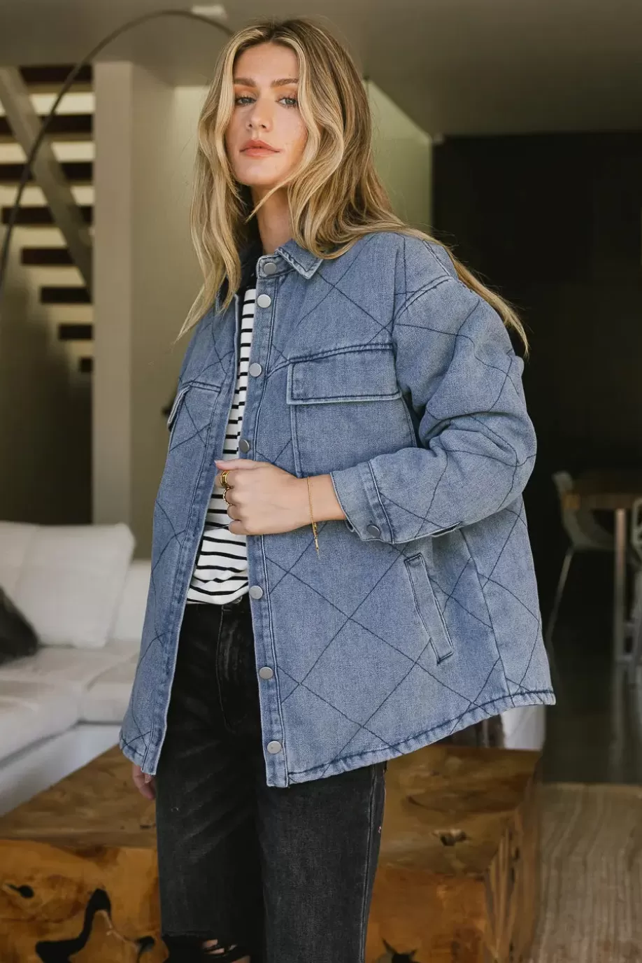 Cheap Kat Quilted Denim Jacket JACKETS & BLAZERS | JACKETS & BLAZERS