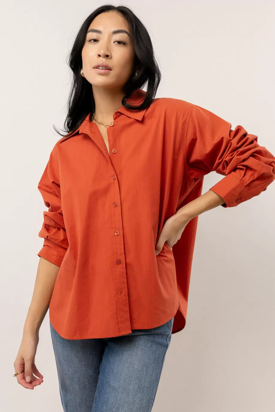 Best Kathryn Button Up Shirt in Tomato Red - FINAL SALE BUTTON DOWN | BLOUSES