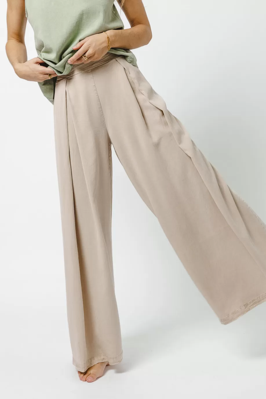 Cheap Katie Wide Leg Tencel Pants in PANTS