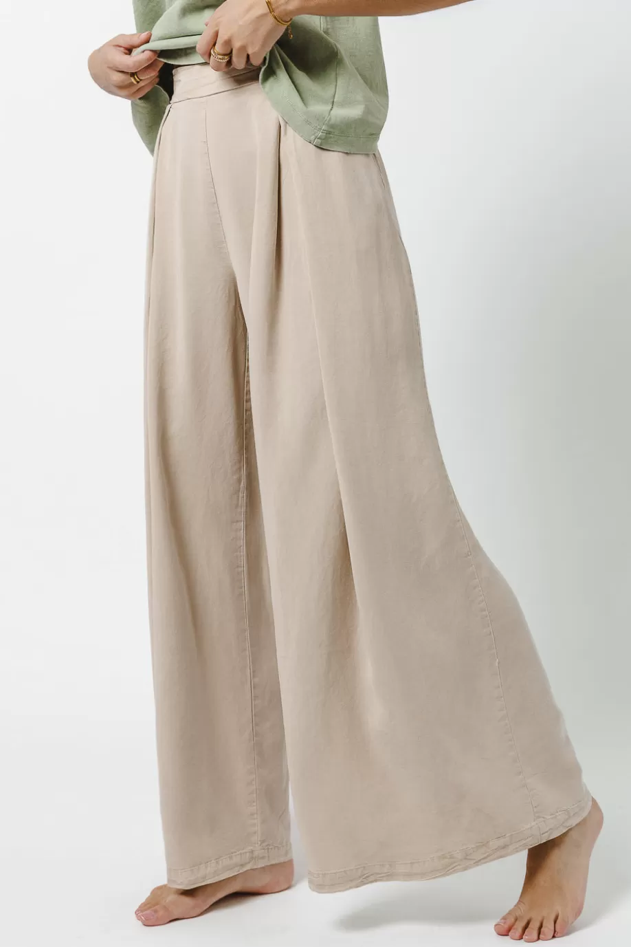 Cheap Katie Wide Leg Tencel Pants in PANTS