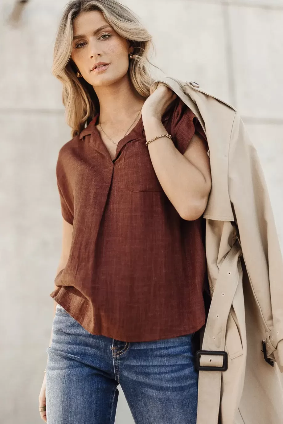 Cheap Kylar Collared Top in - FINAL SALE BLOUSES | BLOUSES