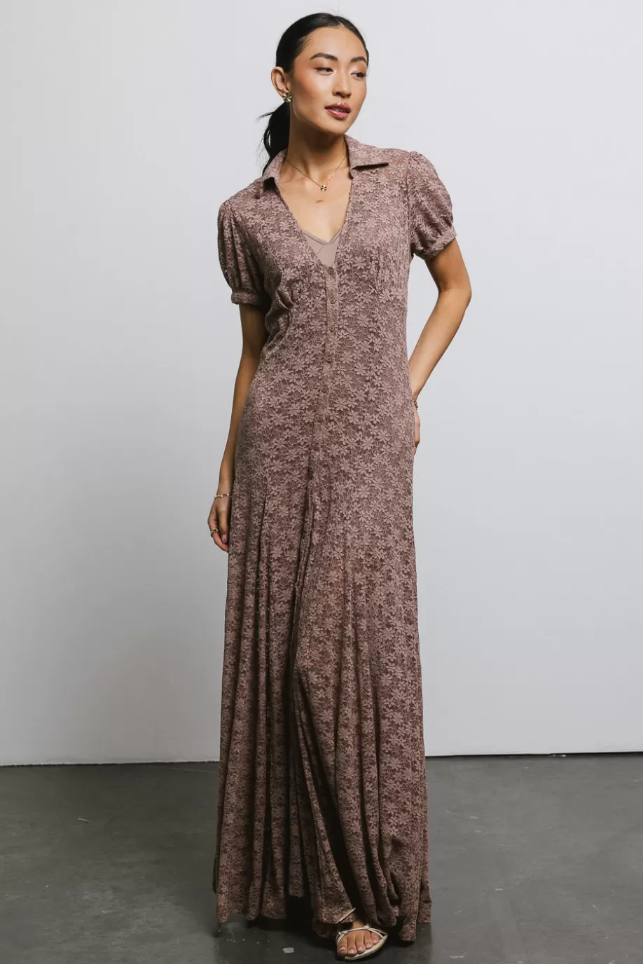 Online Lace Button Up Dress in MAXI DRESSES | DRESSES