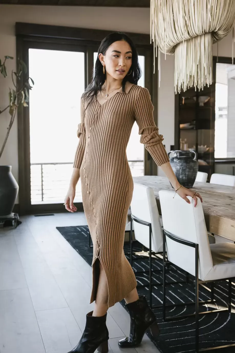 New Larissa Ribbed Dress in MIDI DRESSES | DRESSES