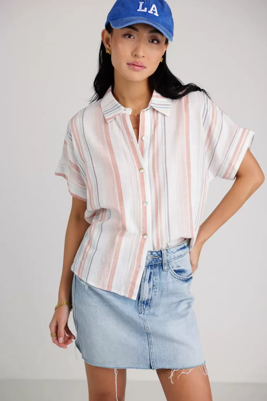 Shop Lily Striped Button Up BUTTON DOWN | BLOUSES