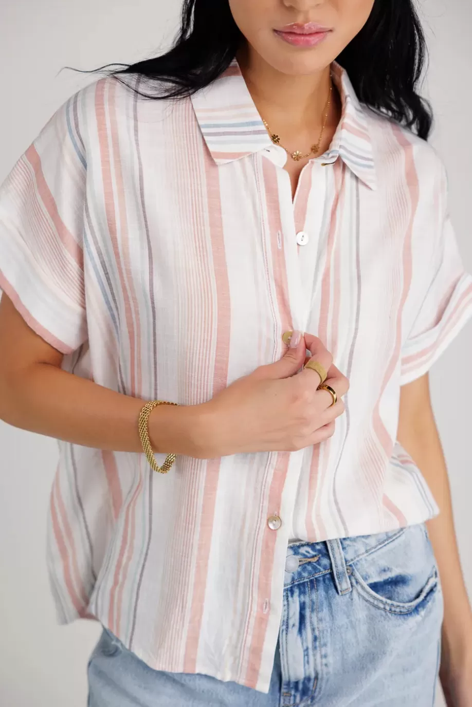 Shop Lily Striped Button Up BUTTON DOWN | BLOUSES