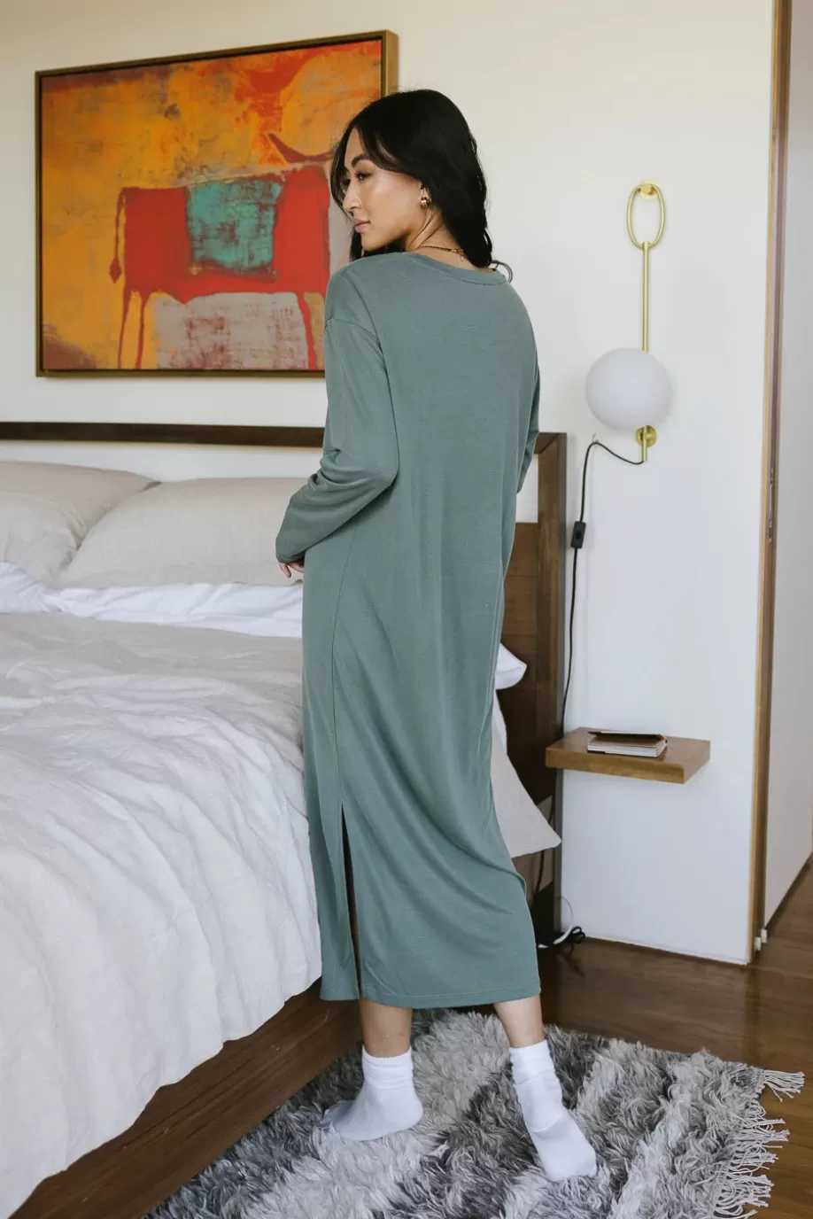 Best Long Sleeve T-Shirt Dress in MIDI DRESSES | LOUNGEWEAR