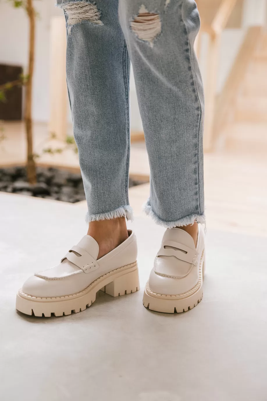 Best Sale Nikia Platform Loafers in Off White SHOES | SHOES