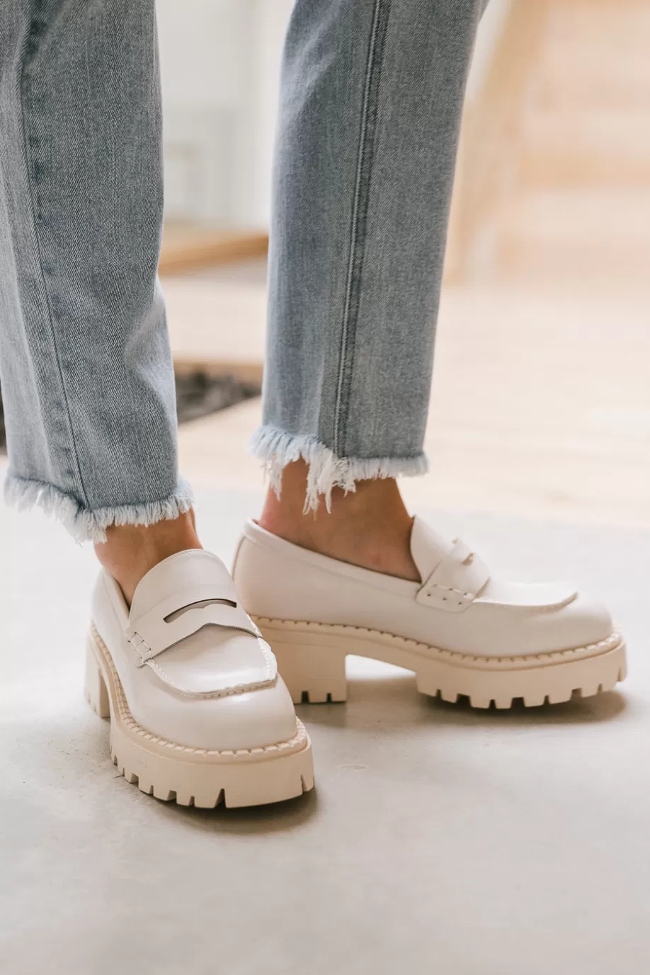 Best Sale Nikia Platform Loafers in Off White SHOES | SHOES