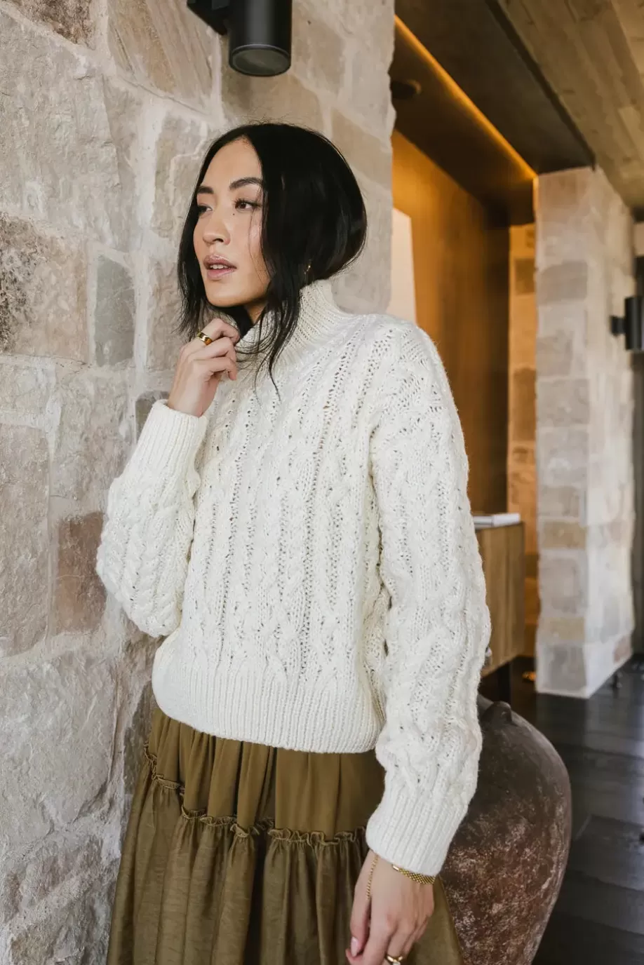 Shop Noah Cable Knit Sweater in SWEATERS | SWEATERS