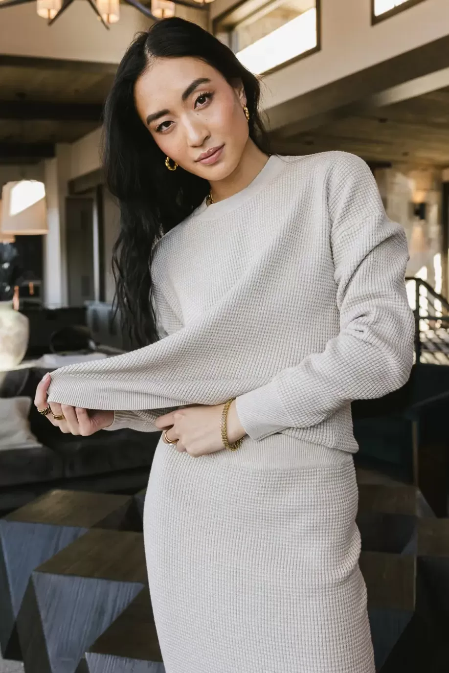 Sale Noelle Waffle Knit Sweater in SWEATERS | SWEATERS