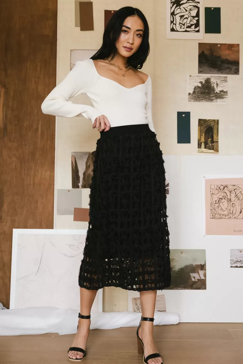 New Open Cage Knit Skirt in SKIRTS