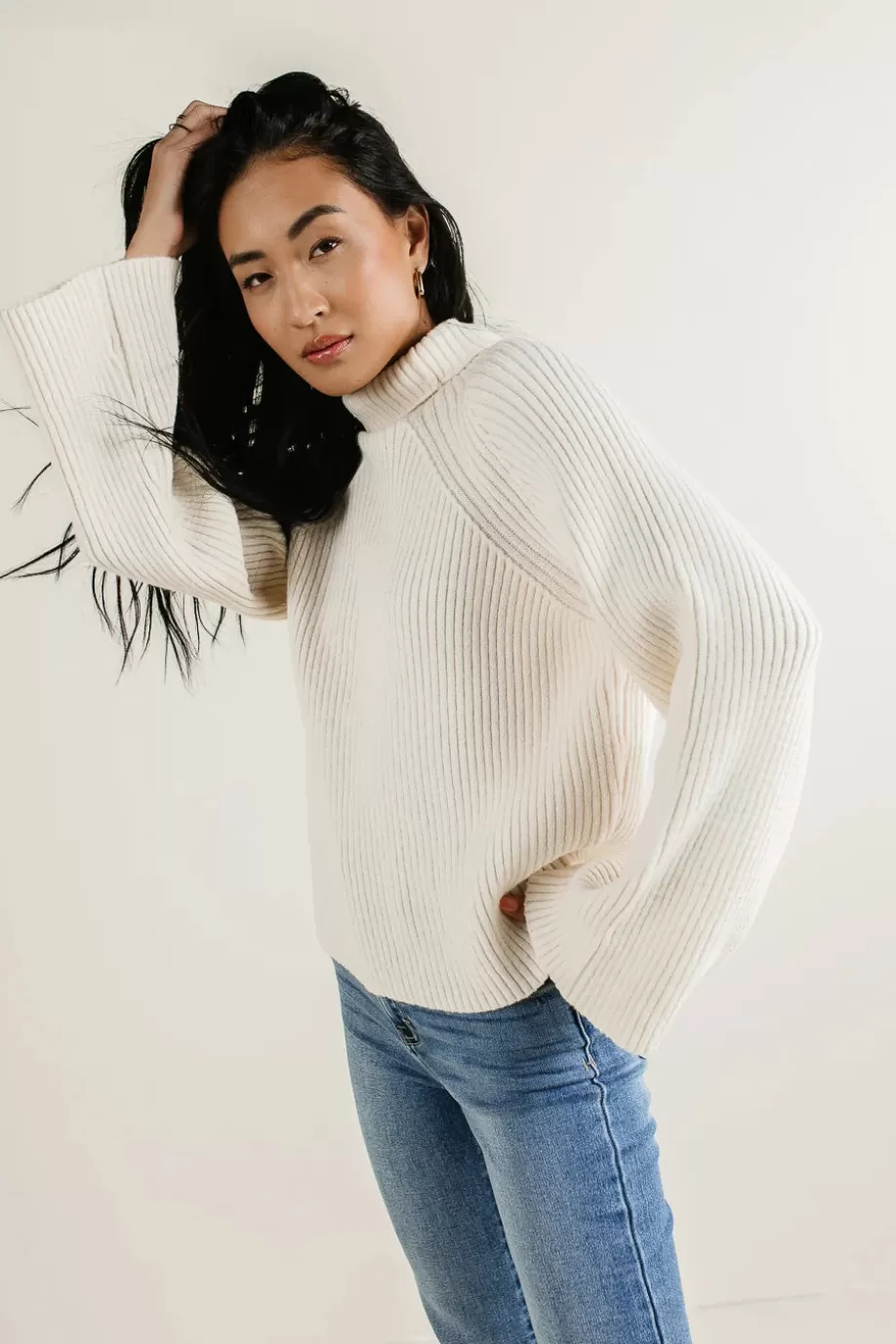 Cheap Paige Mock Neck Sweater in Off White SWEATERS | SWEATERS