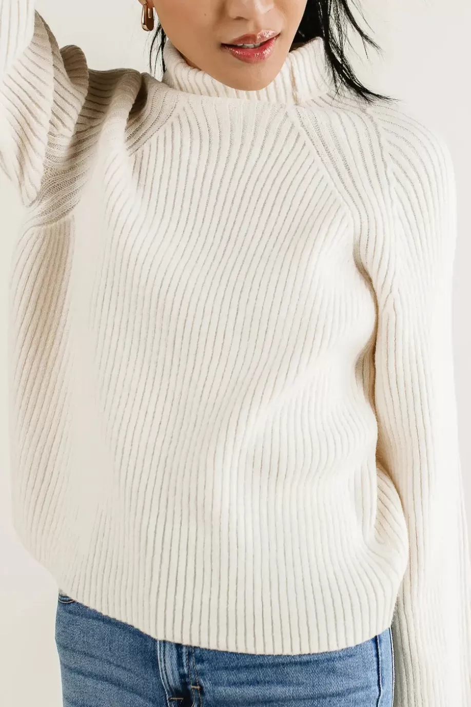 Cheap Paige Mock Neck Sweater in Off White SWEATERS | SWEATERS