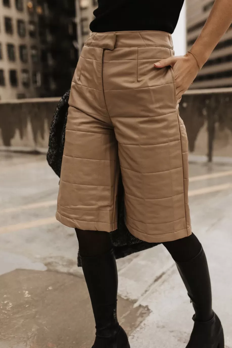 Best Quilted Vegan Leather Bermuda Shorts - FINAL SALE SHORTS