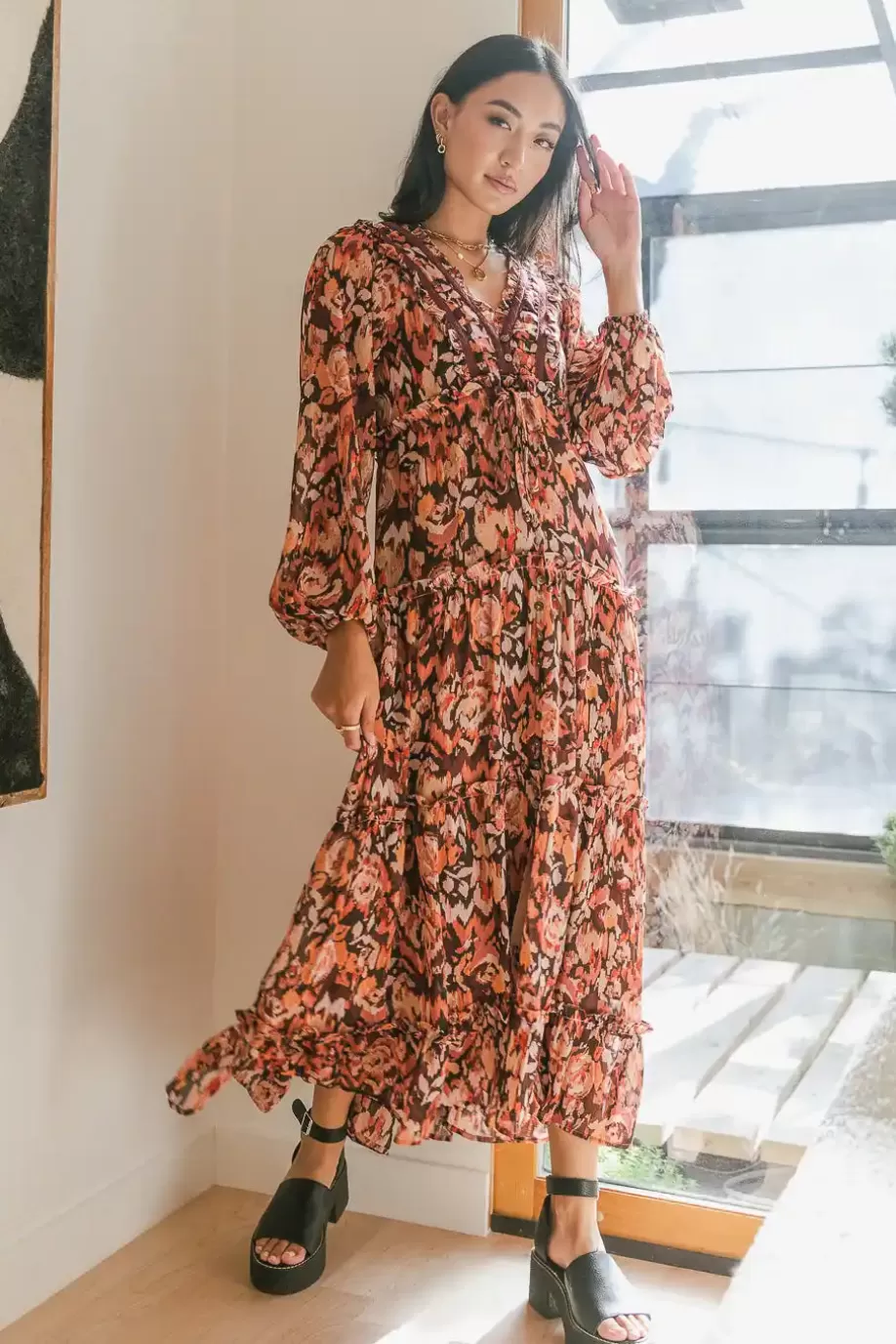 Store Regina Printed Dress in - FINAL SALE MAXI DRESSES | DRESSES