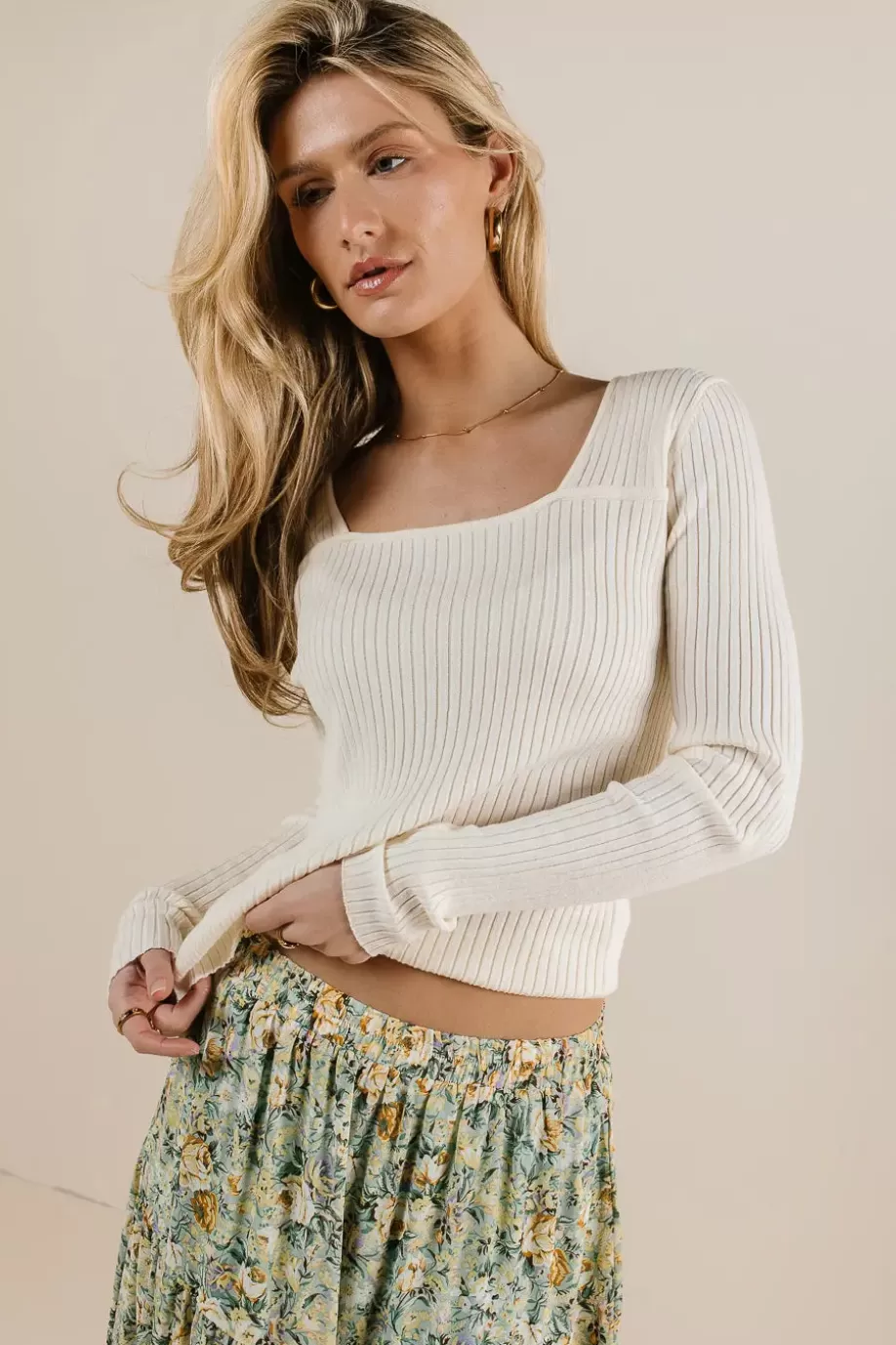 Outlet Ribbed Square Neck Sweater SWEATERS | SWEATERS