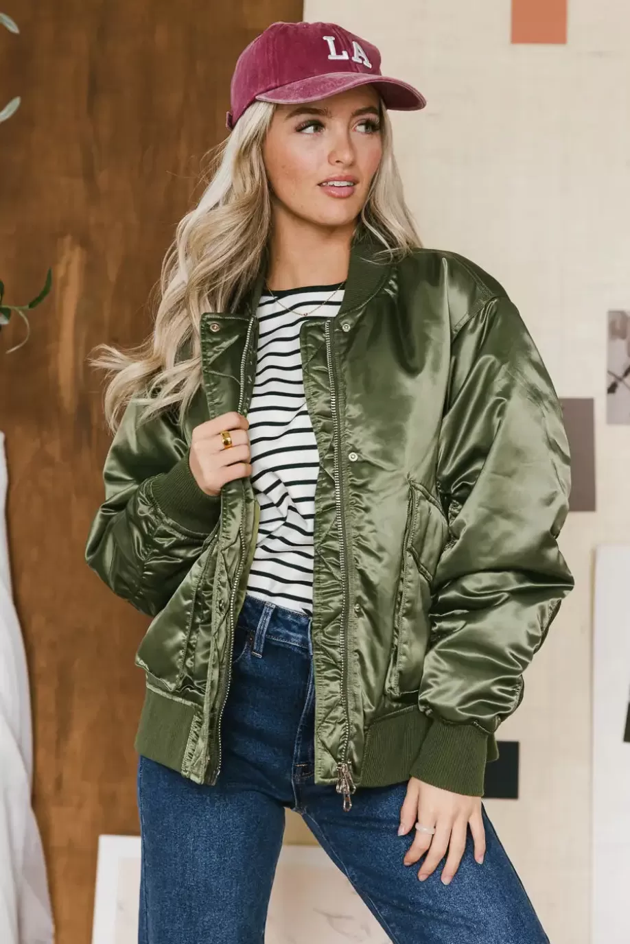 Discount Rylee Satin Bomber Jacket in JACKETS & BLAZERS | JACKETS & BLAZERS