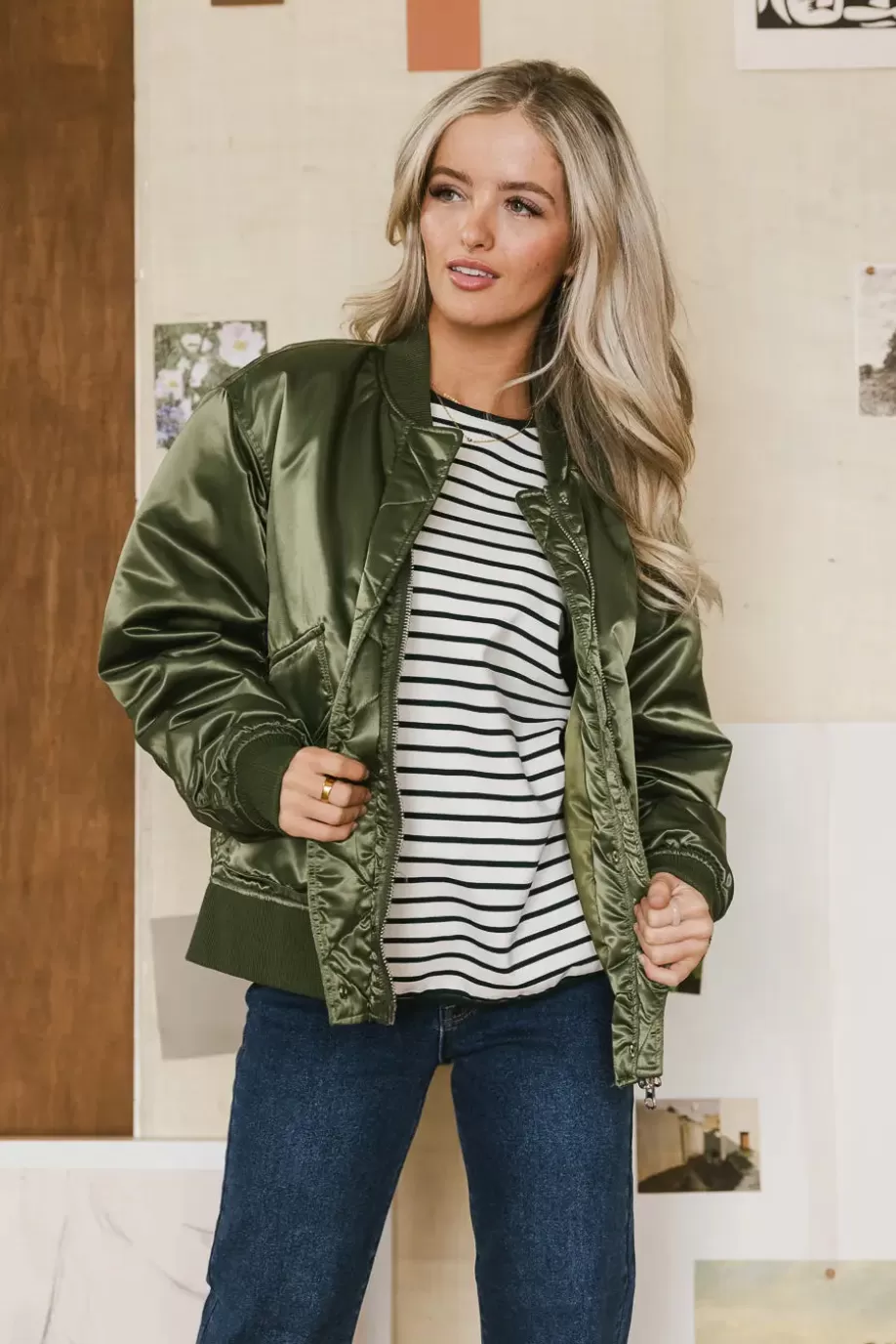 Discount Rylee Satin Bomber Jacket in JACKETS & BLAZERS | JACKETS & BLAZERS