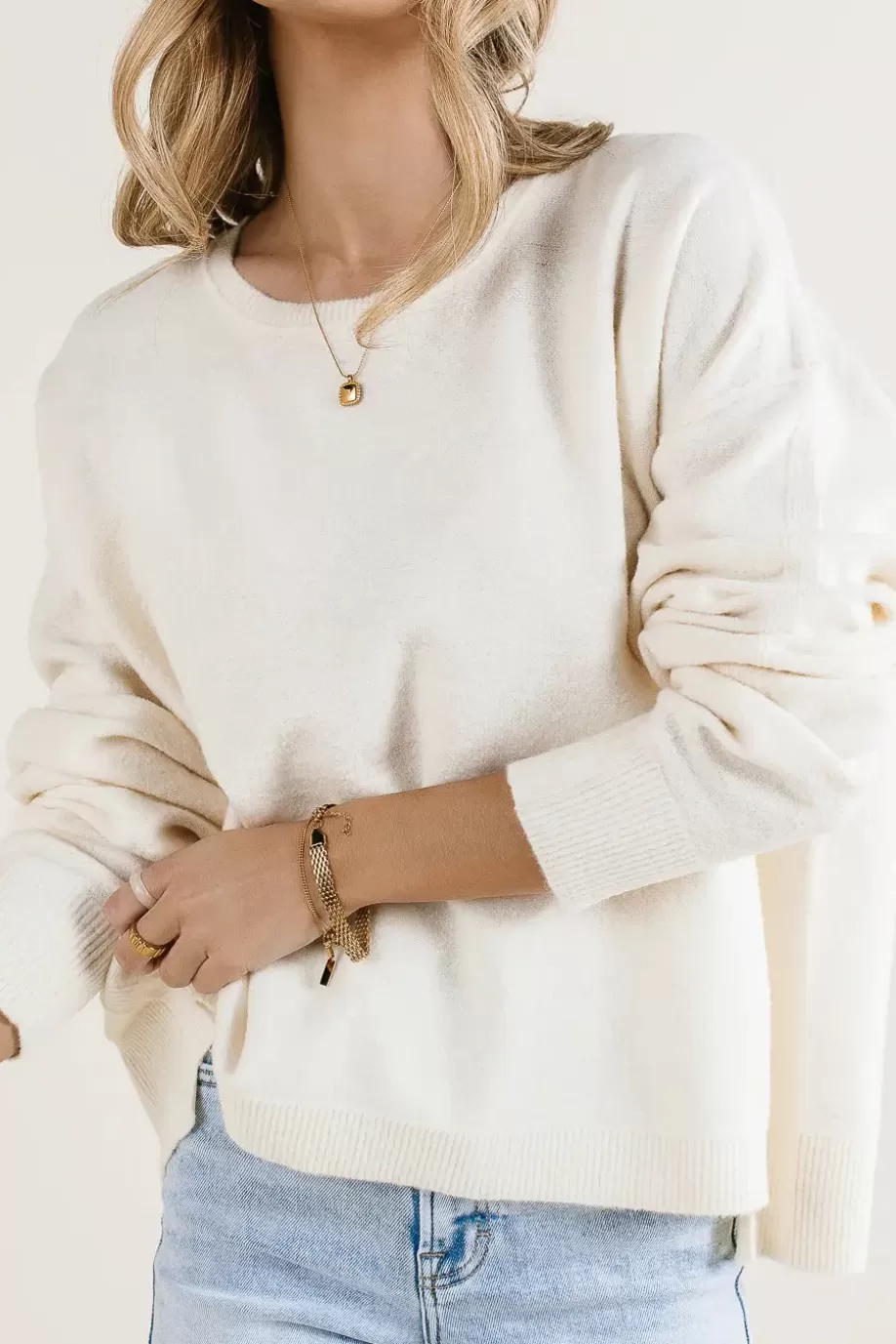 Sale Sofia Knit Sweater in White SWEATERS | SWEATERS