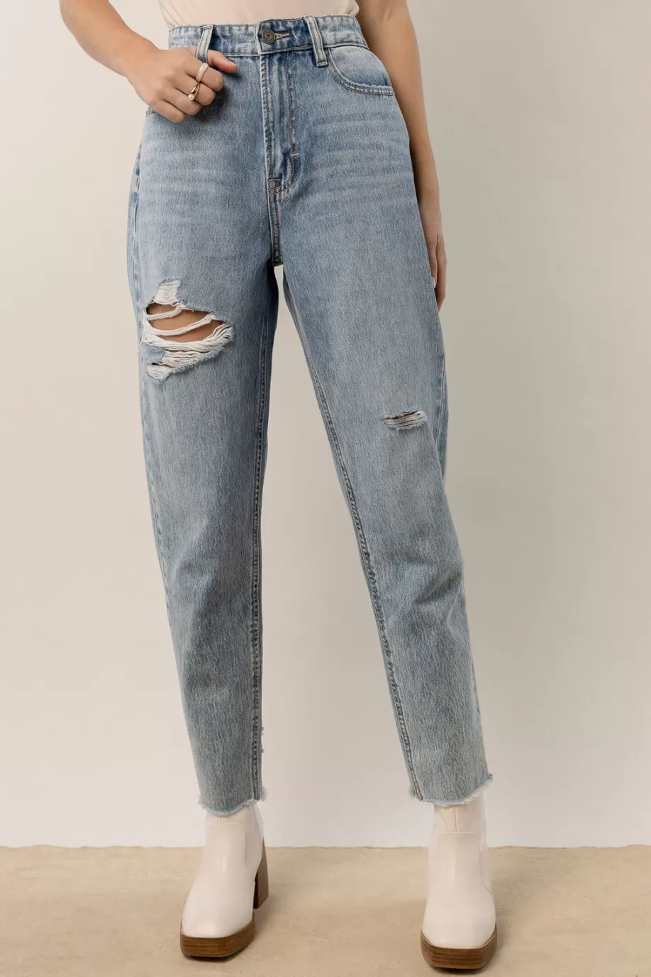 Fashion Vick Distressed Mom Jeans - FINAL SALE DENIM